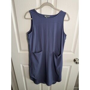 Title Nine Cirrus Lasercut Dress Size Medium Blue Athleisure Crinkle Sleeveless